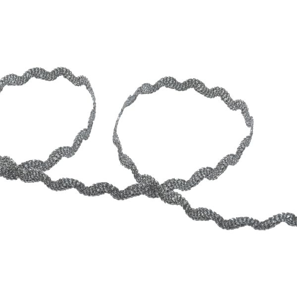 Тесьма отделочная зигзаг 9 мм, / 20 метров, под т.серебро/d.silver, Blitz