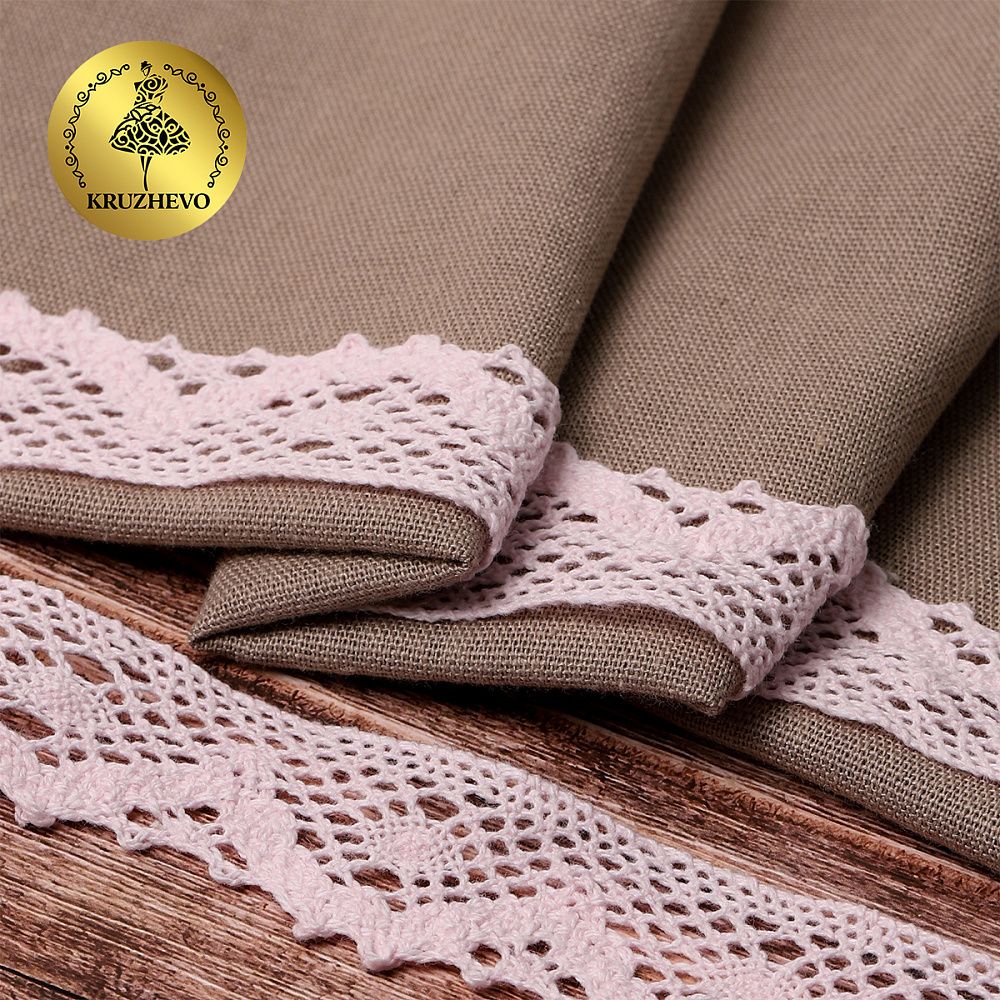 Кружево вязаное (тесьма) 30 мм / 10 метров, диз. 298, цв.20 бл.розовый, Kruzhevo