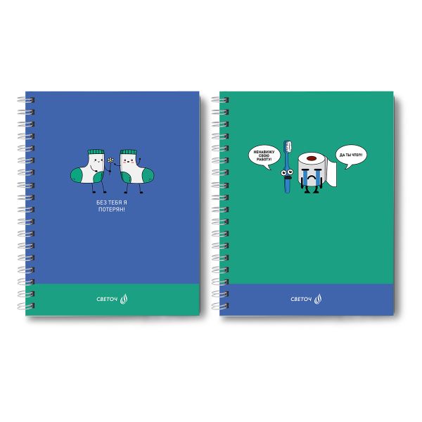 Тетрадь общая с твердой обложкой, глянцевая ламинация A5 96 л. на гребне 65 г/м², белизна 100% 4 шт клетка, 01556 Мы команда, Светоч Т212