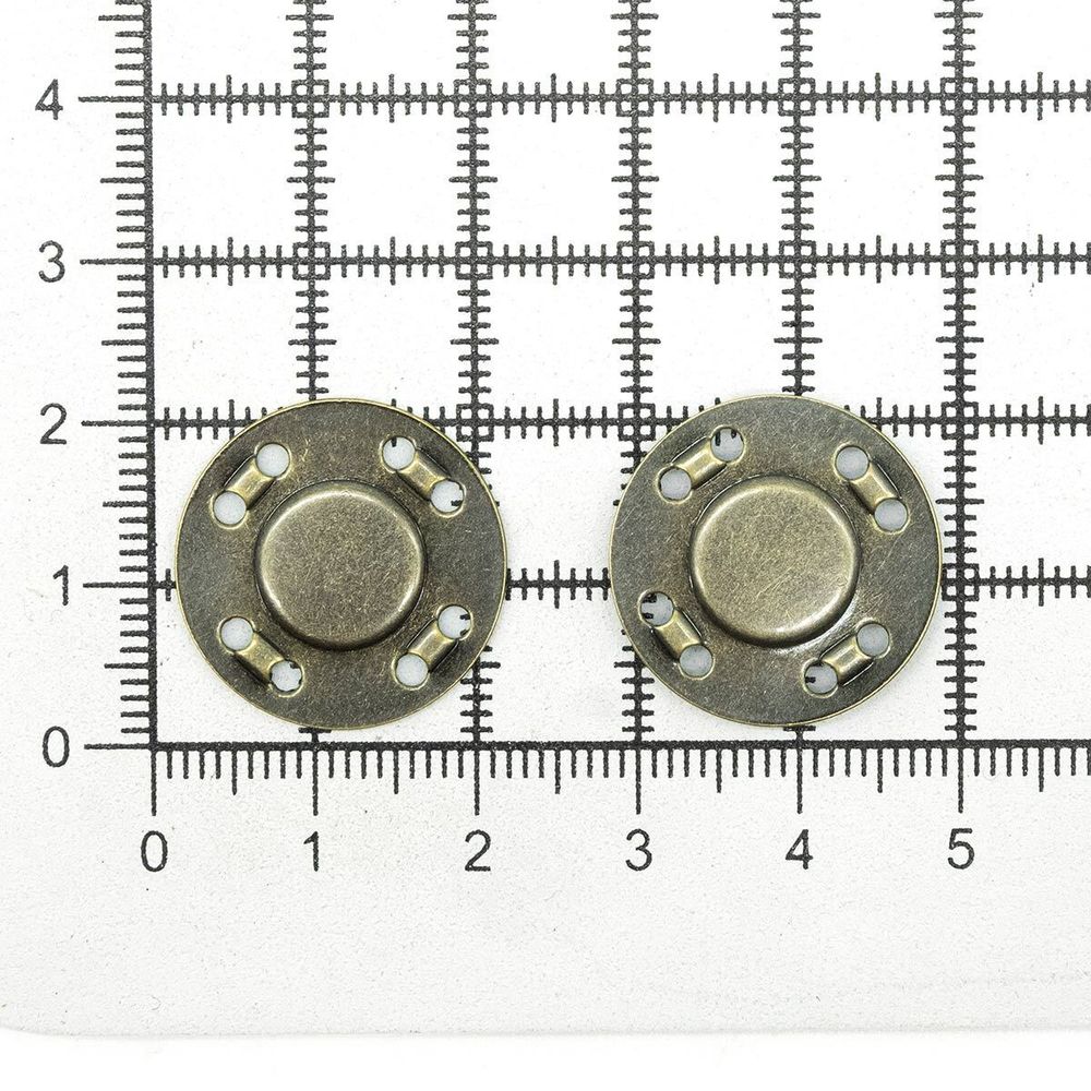 Кнопка магнитная металл пришивная ⌀20.0 мм, латунь, 10 шт, BIG