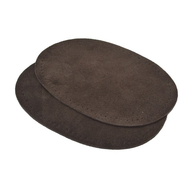 Заплатка, замша, овал средний 10х14см с перфорацией, 2 шт в уп, 100% кожа, 21 т.коричневый