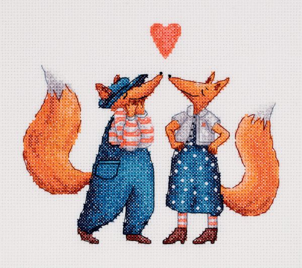 Набор для вышивания Klart 8-539, Лисья парочка, 18.5х16 см