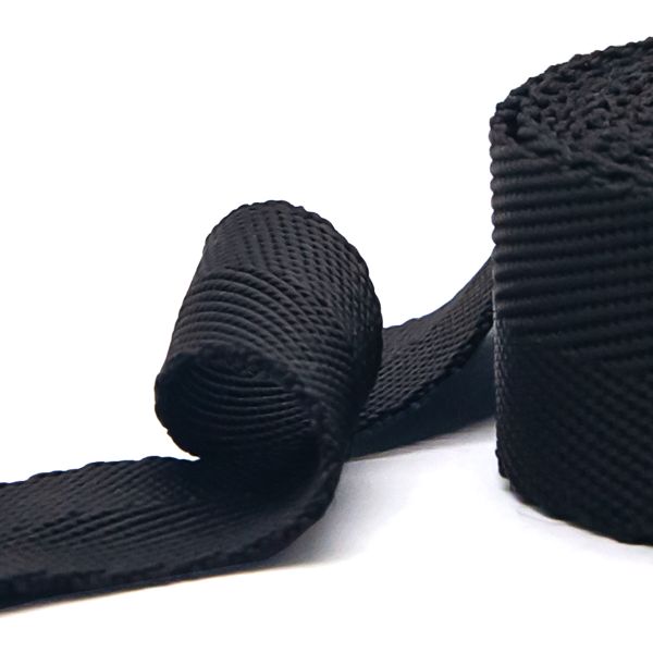 Стропа (ременная лента) 25 мм / 5х2.5 метра, толщ. 1.0 мм, [15.1 г/пог.м], 100% п/п, 20 черный