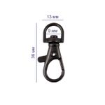 Карабин металл 09 мм (36х13 мм), 10 шт (5х2 шт), 06 черн.никель, Gamma GHM-9