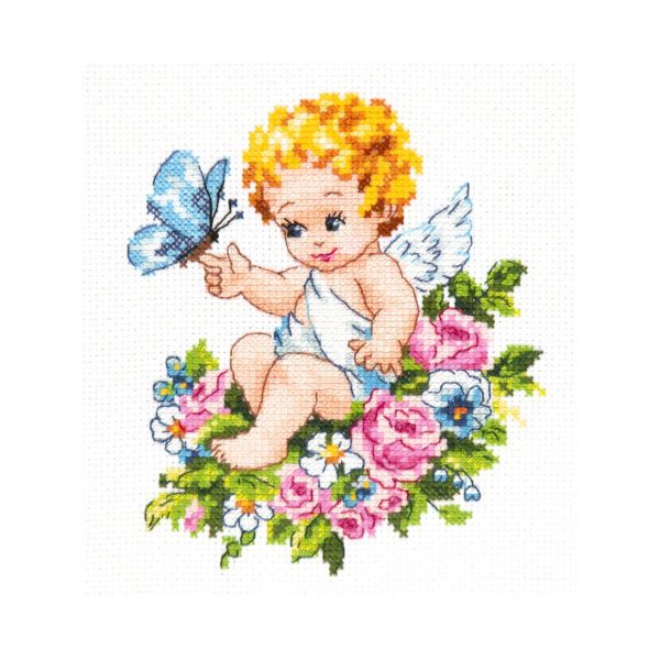 Набор для вышивания нитками Чудесная игла, Ангел нашей любви !, 12х15 см