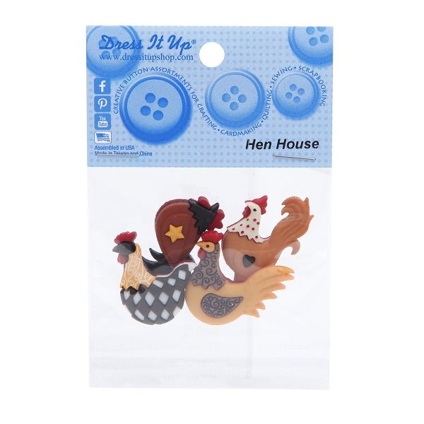 Пуговицы-фигурки Курятник пластик, 4 шт, Dress It Up