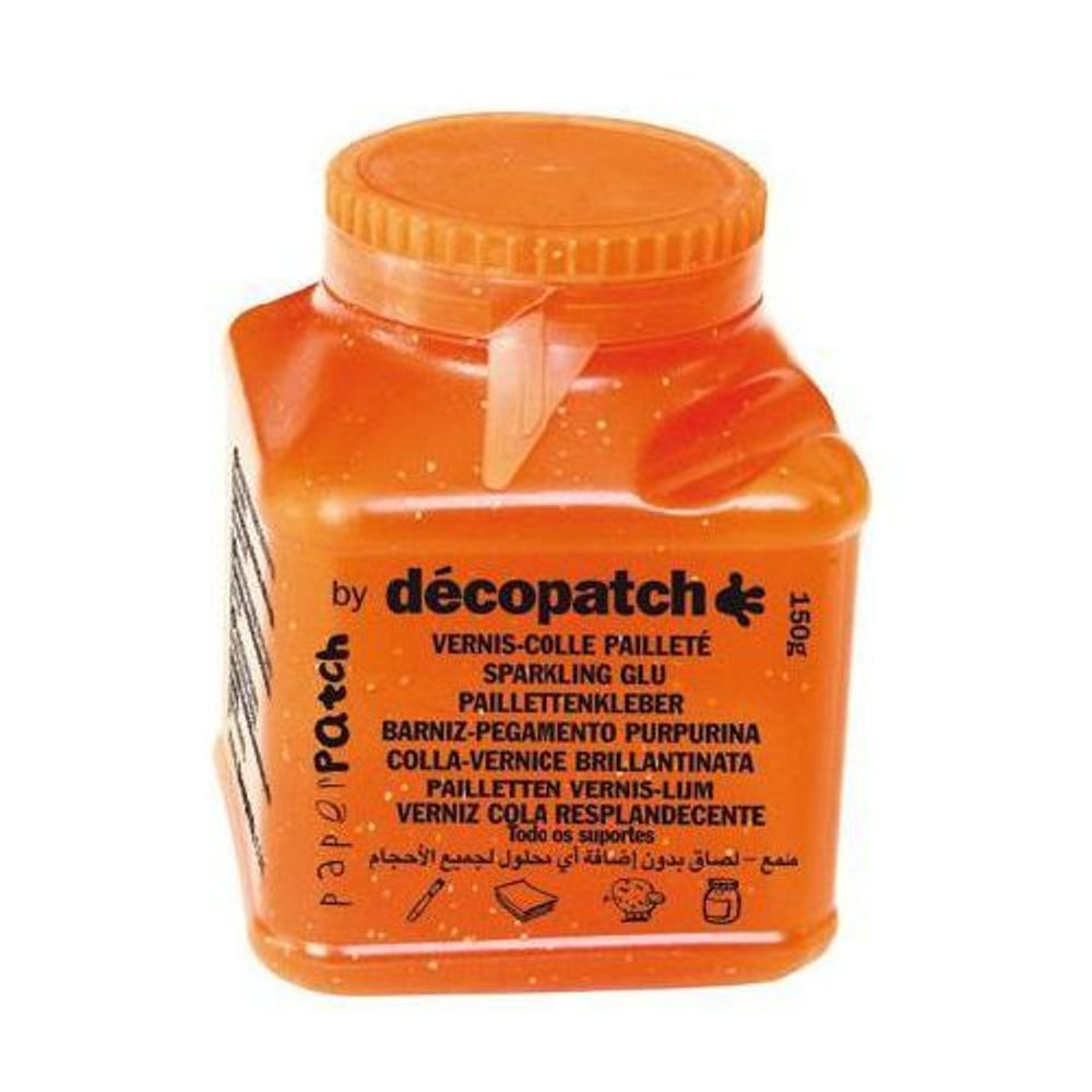 Клей-лак с блестками для декопатча Decopatch-Paper Patch, 150 гр, уп/оранж