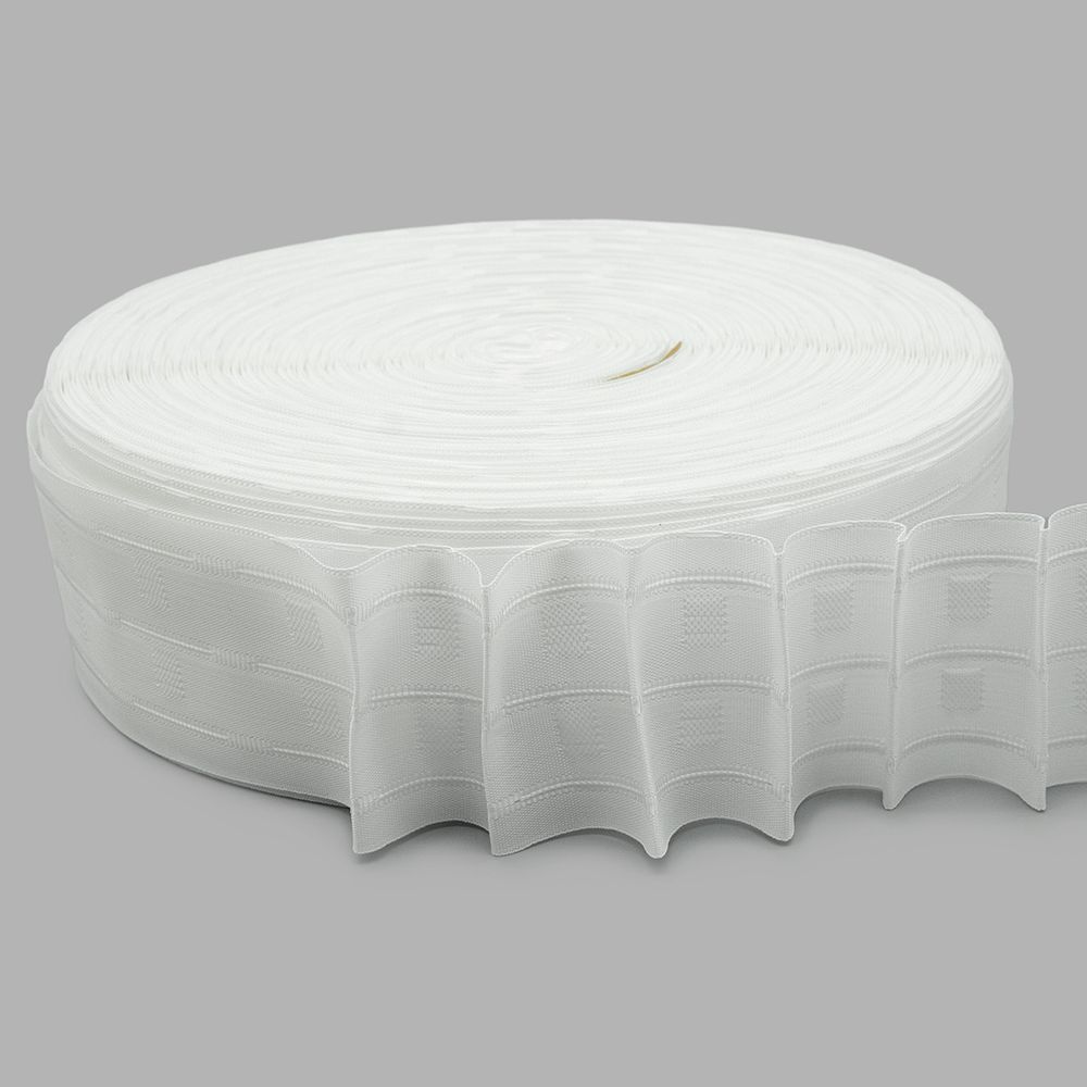 Лента (тесьма) шторная: сборка параллельная (1:1.5) 65 мм / 100 метров