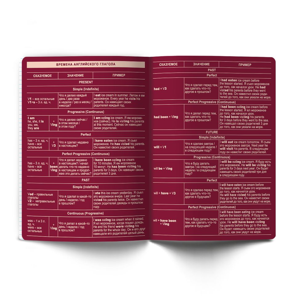 Тетрадь со справочным материалом Лёгким почерком, софт-тач ламинация, A5 48 л. на скобе 65 г/м², белизна 100% 10 шт, клетка, 01836 Лёгким почерком Английский язык, Светоч Т284