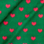 Мех коротковорсовый 1,5мм с принтом сердечки, 47*47см (±2см), 100% п/э (зеленый/красный) 29492