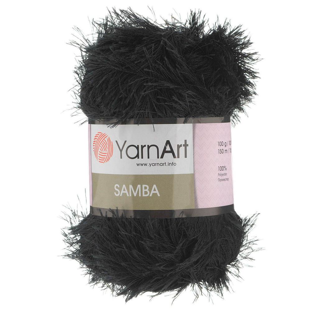 Пряжа YarnArt (ЯрнАрт) Samba травка / уп.5 мот. по 100 г, 150м, 02 черный