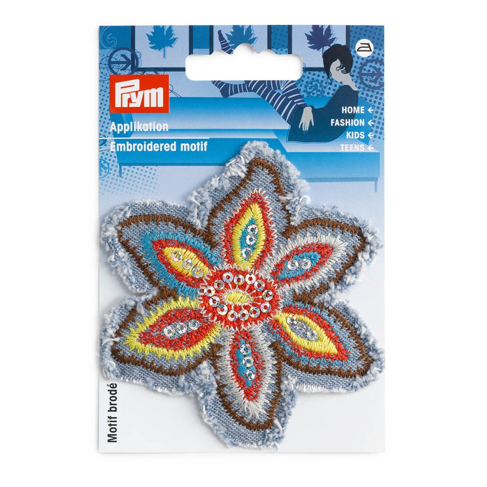 Термоаппликация Звезда джинс синий/многцв. 1шт, Prym