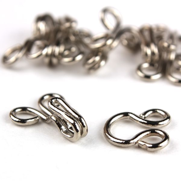 Крючки пришивные 9 мм, никель, серебристые, 14 шт, Pony