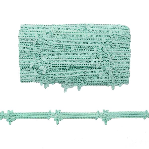 Кружево гипюр (плетёное) (матовое) 30 мм, 13.72м, цв.136 мятный