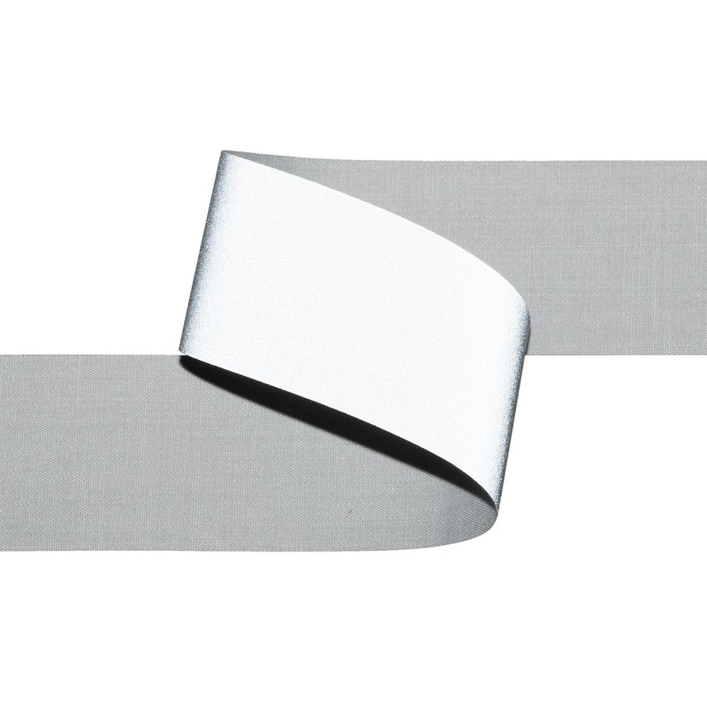 Лента светоотражающая (катафотная) [cpl:380], 35 мм / 50 метров, 65% п/э, 35% х/б, серый, Gamma JF9001