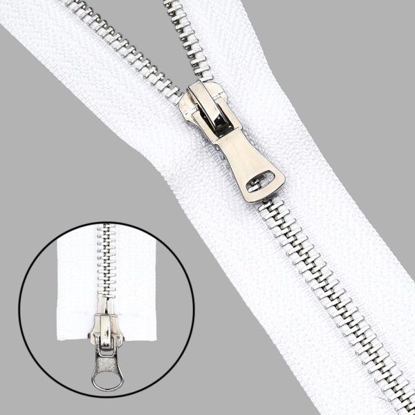 Молния металл Т5 (5 мм) 2 зам., разъем., 85 см, никель, 501 белый, 5 шт