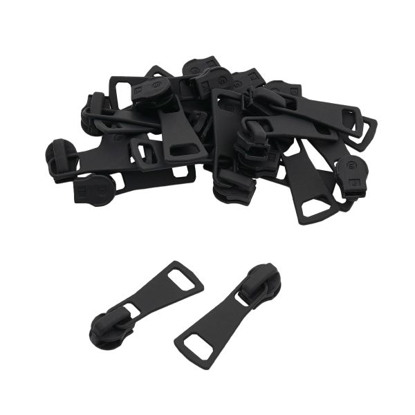 Слайдер (замок) для молнии спираль Т5 (5 мм), черная резина С5 34х14 мм, 20 шт, ГЛТ9519