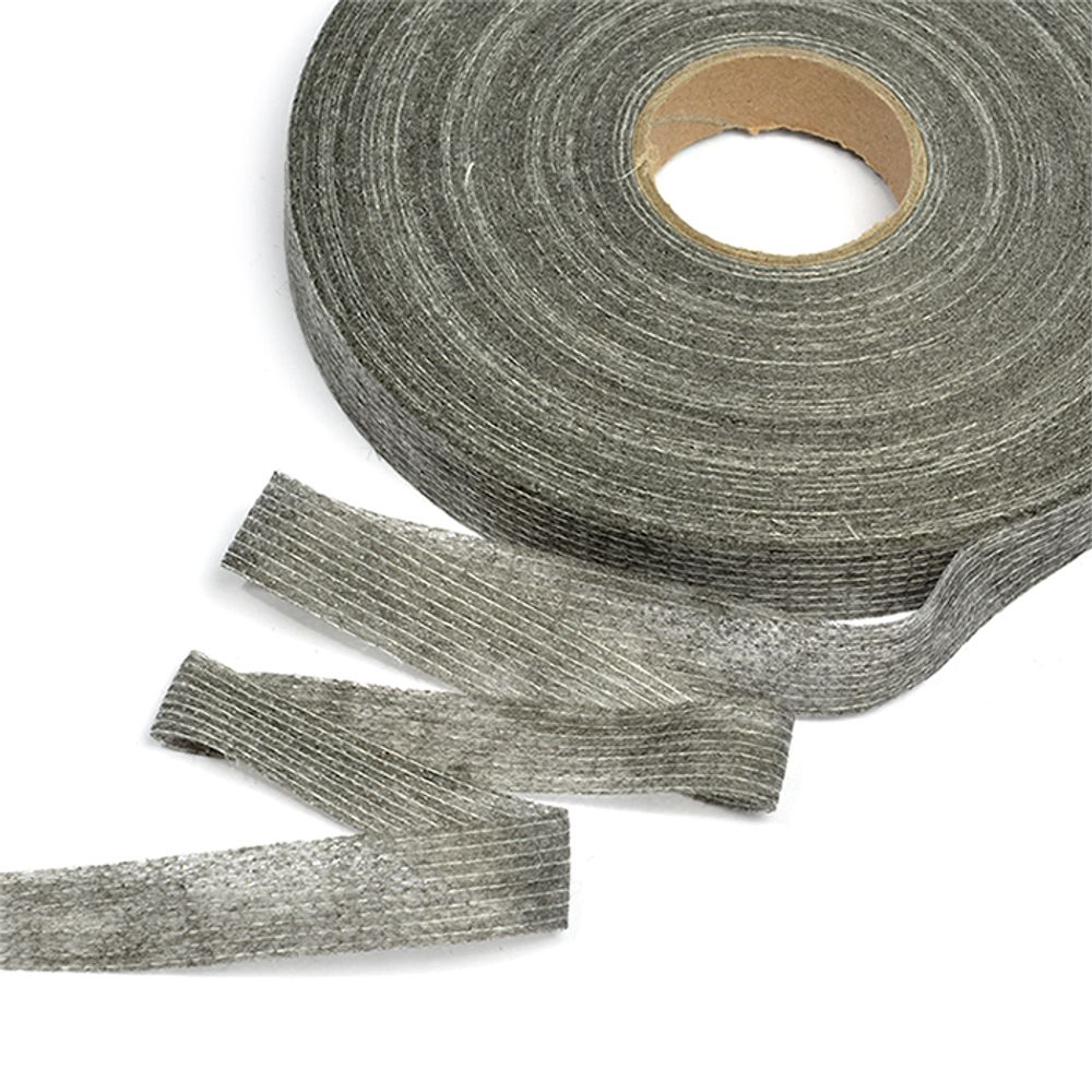 Лента клеевая нитепрошивная по долевой 15.0 мм / 100 метров, 45 г/м², серый