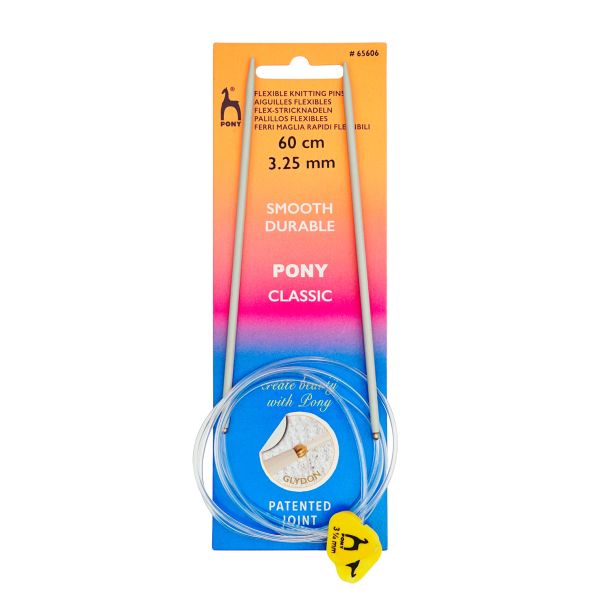 Спицы гибкие с фиксатором Pony Classic flexible ⌀3.25 мм, 60 см, алюминий, 65606