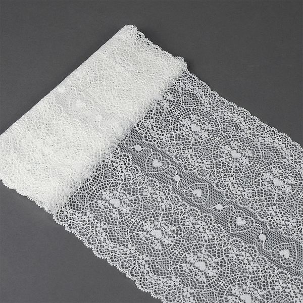 Кружево бельевое эластичное 185 мм / 18 м, 6185, цв.004 белый, Kruzhevo