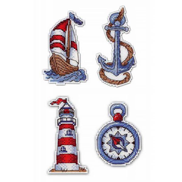 Набор для вышивания нитками МП Студия, магнит Морское настроение 9х5 см