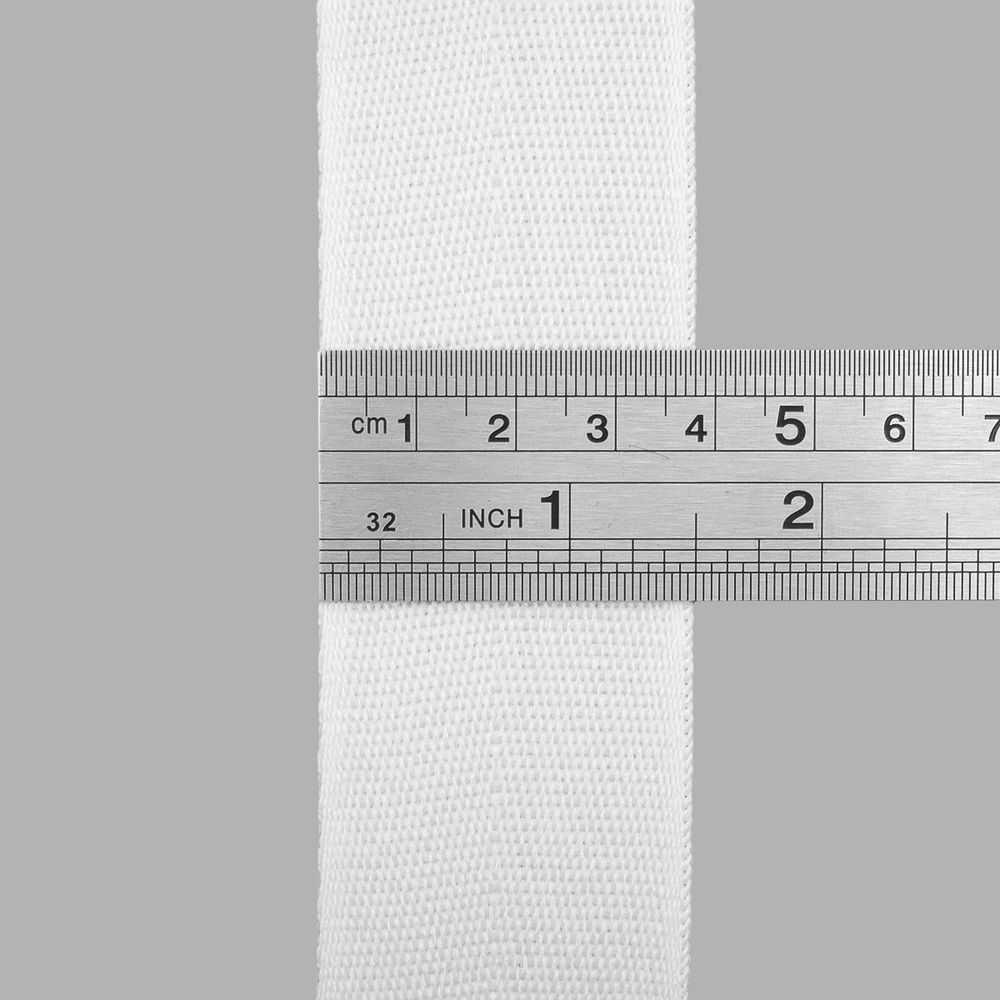 Тесьма (лента) киперная 40 мм / 50 метров, 13 г/м, 100% полиэфир, 01 белый