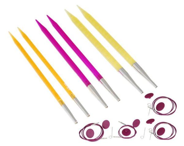 Набор съемных спиц Knit Pro Trendz Starter Set 3 вида спиц в наборе 4,5,6 мм, тросик 60,80,100 см, 50616