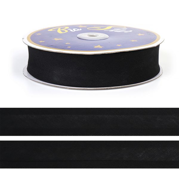 Косая бейка хлопковая 30 мм / 27.43 метров, BS, F322 черный