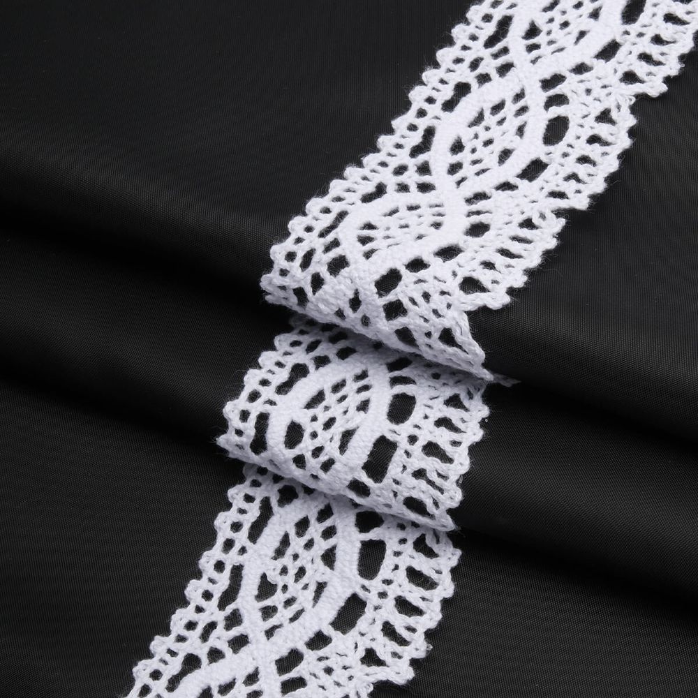 Кружево вязаное (тесьма) 45 мм / 25 м, бел, одностороннее