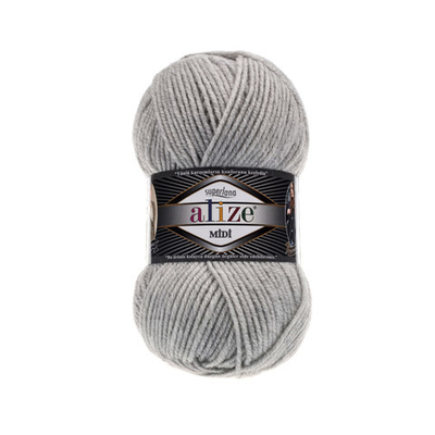 Пряжа Alize (Ализе) Superlana Midi / уп.5 мот. по 100 г, 170м, 208 светло-серый меланж A