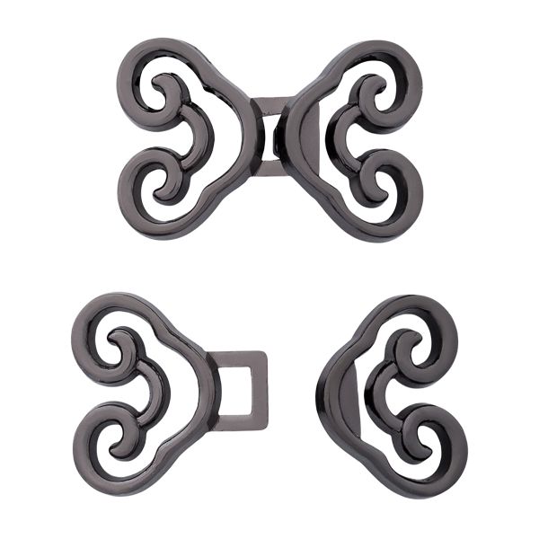 Крючки пришивные декоративные 24х15 мм, олово (чер.никель)), 6 шт