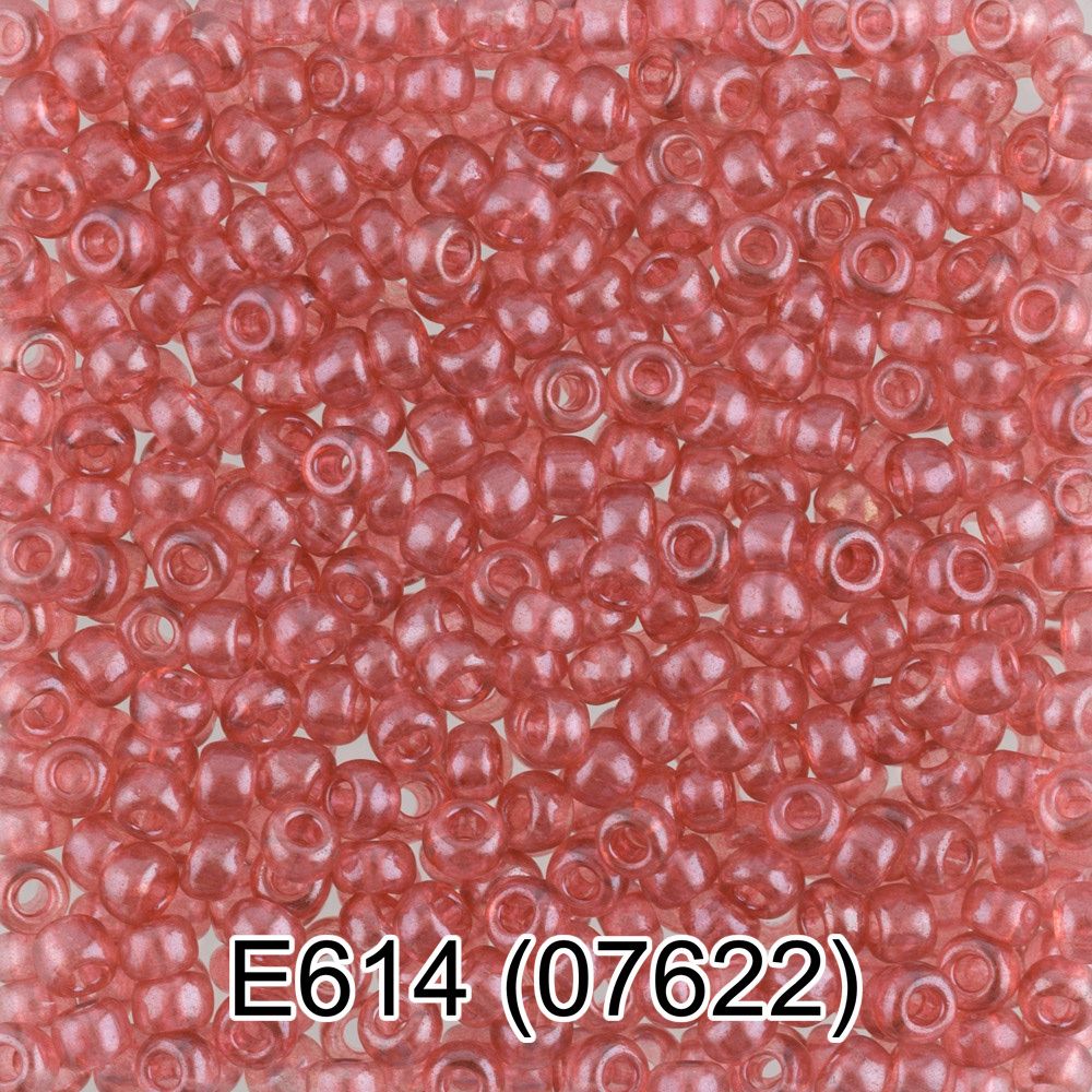 Бисер Preciosa круглый 10/0, 2.3 мм, 10х5 г, 1-й сорт, Е614 розовый, 07622, круглый 5