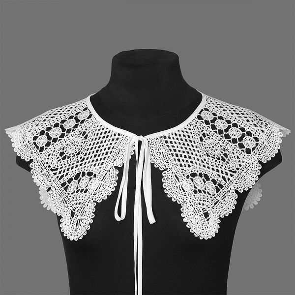 Пришивной кружевной воротник 46х44 см, цв.белый, 1 шт, диз.13/181, Kruzhevo