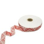 Лента (тесьма) жаккардовая 24.0 мм / 25±1 метров, Славянский орнамент Оберег, рис.9467 белый/красный, С3772Г17