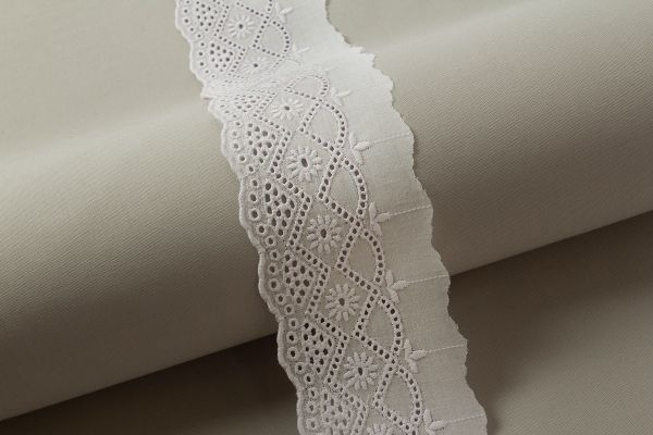 Кружево шитьё 65 мм / 10 м, белый, Gamma GYEM-6501