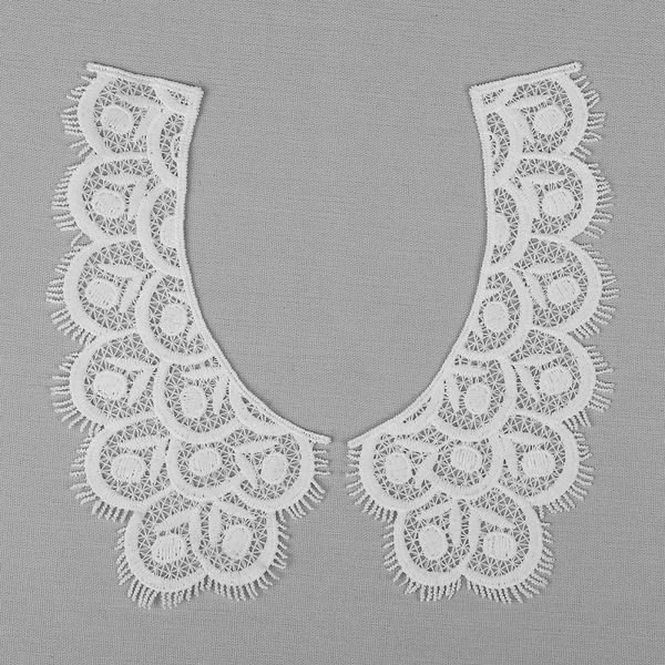 Пришивной кружевной воротник гипюр Kruzhevo 18.5х9 см, TBY.HX-05, цв.01 белый, уп.25 пар