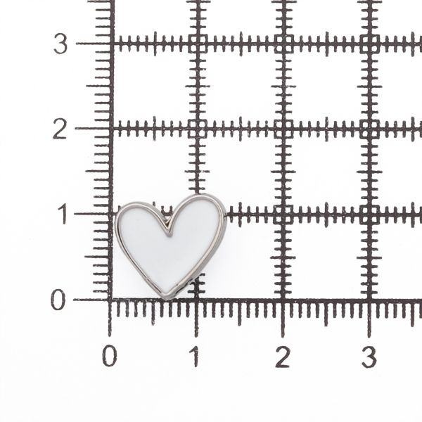 Пуговицы на ножке фигурная Сердце 20L (13мм), металл (White/S (белый/серебро)), MEs-2012, 36 шт
