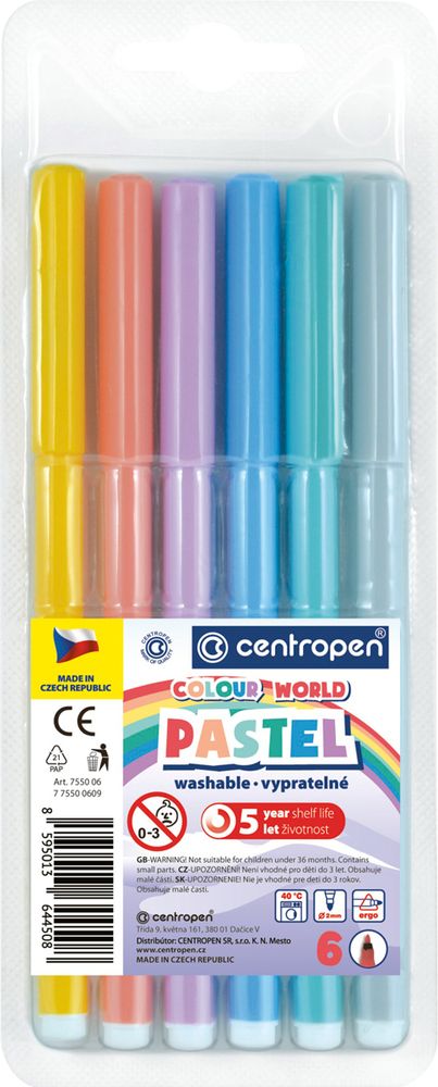 Набор цветных фломастеров COLOUR WORLD TP 7550/6 6 цв, 7550/6, Centropen 7550/6