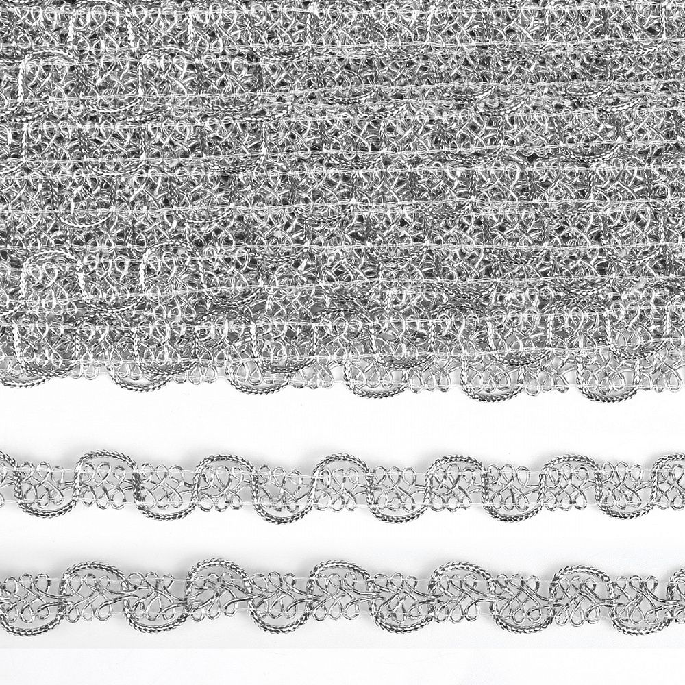 Тесьма отделочная 13 мм, 9545 цв.серебро уп.13.71м