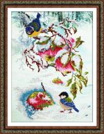 Набор для вышивания бисером Паутинка, Яблочки для синички 28х38 см