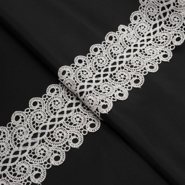 Кружево гипюр (плетёное) 75 мм / 13.7 метров, белый, 3AR1300