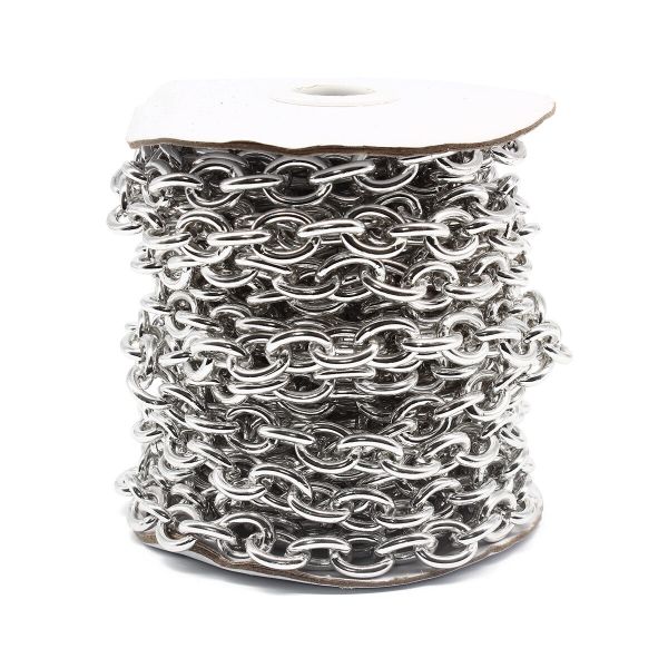 Цепь декоративная алюминий 14.7х11.7 мм, 10 метров, никель, K10356, SP7732491-2