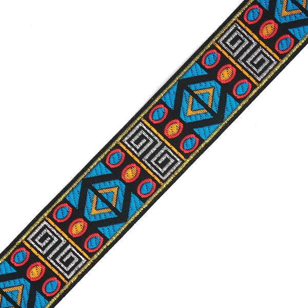 Лента (тесьма) жаккардовая 33.0 мм / 7 метров, бирюзовый, 11831