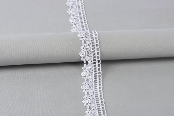 Кружево гипюр (плетёное) 30 мм, / 10±0.2 метра, GP001WH белый, Gamma GGM-3003