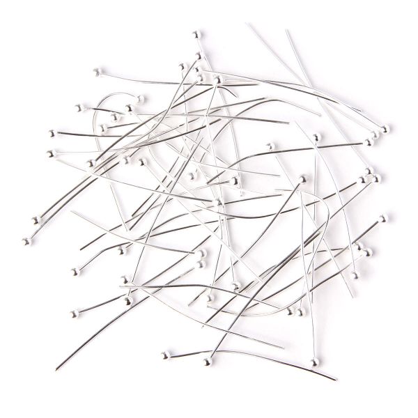 Штифты с шариком 3см, 50 шт в упак, Астра, Серебро