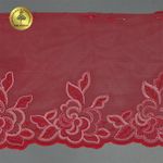 Кружево на сетке (вышитое) 240мм цв.бордо, правая, 6,2м, Kruzhevo