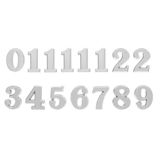 Цифры арабские для часов, высота 20 мм, пластик (ZB-10052 серебро)