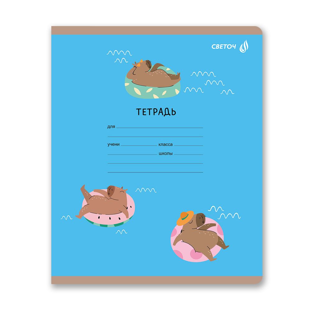 Тетрадь ученическая школьная, выборочный лак, A5 12 л. на скобе 65 г/м², белизна 100% 25 шт клетка, 01405 КапиВажный, Светоч Т87