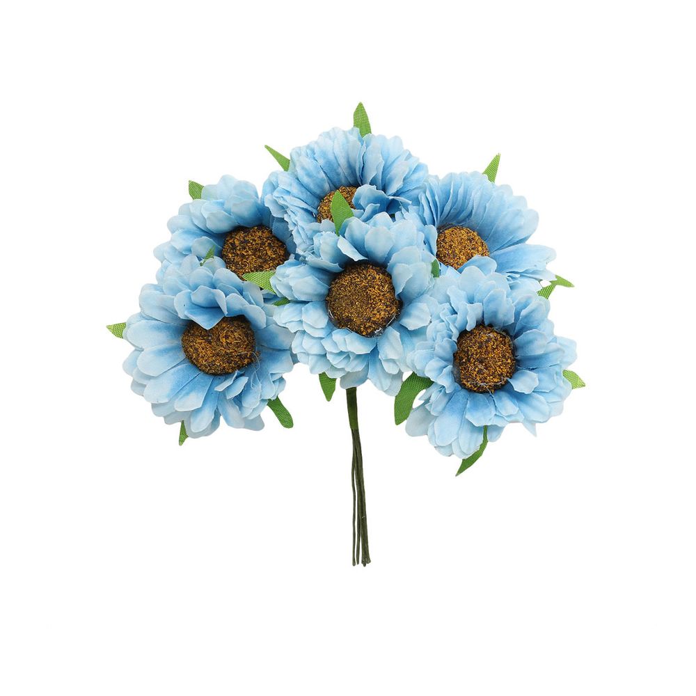 Цветы искусственные декоративные 6см, 6 шт в упак, синий