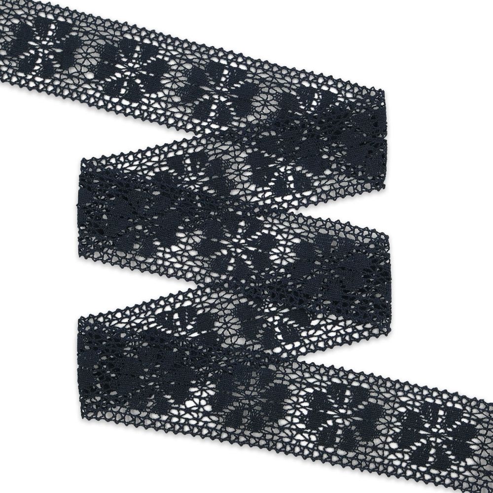 Кружево вязаное (тесьма) хлопковое 60 мм / 25 метров, рис.60.01.178 (т.синий) С3749Г17